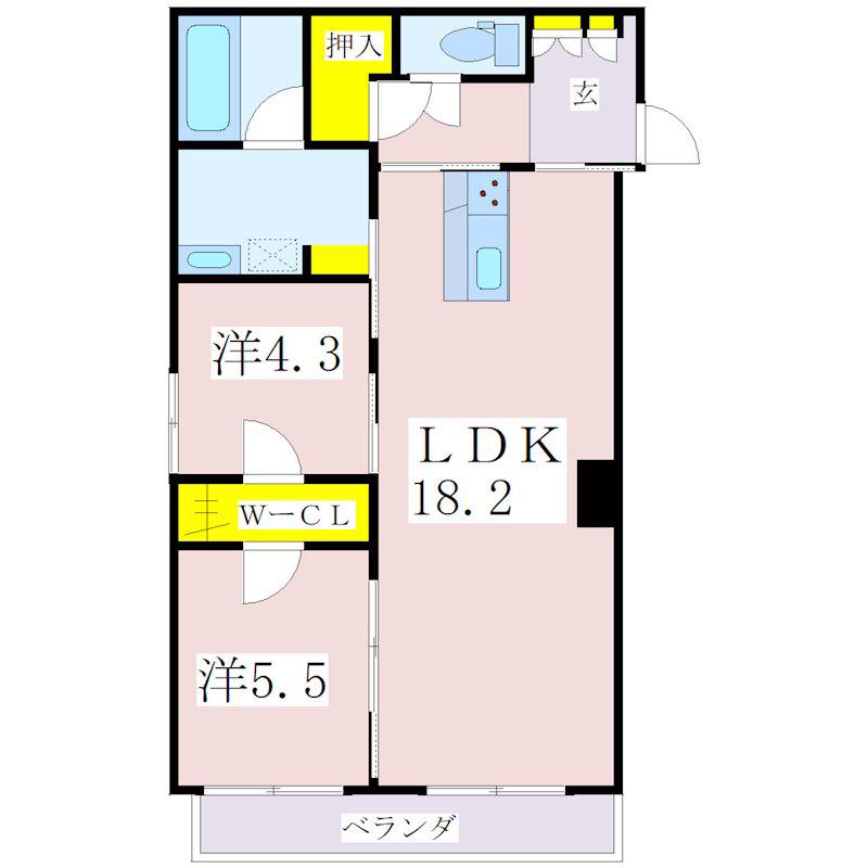 REFIANT東谷山(2LDK/3階)の間取り写真