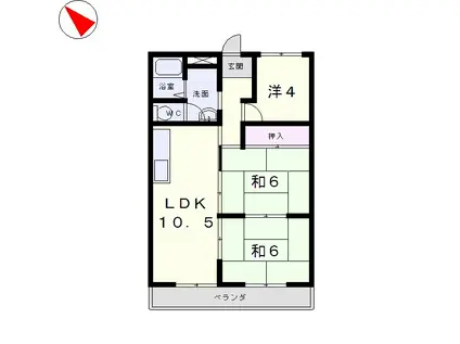 アスシャルマン野洲(3LDK/3階)の間取り写真