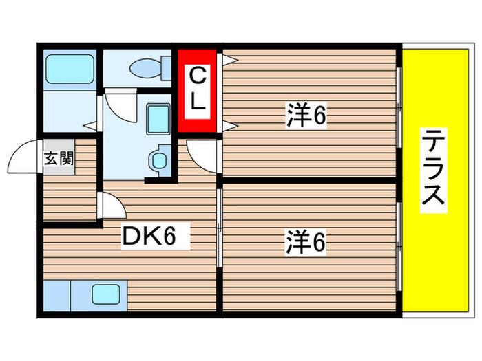 クレスト太秦(2DK/1階)の間取り写真