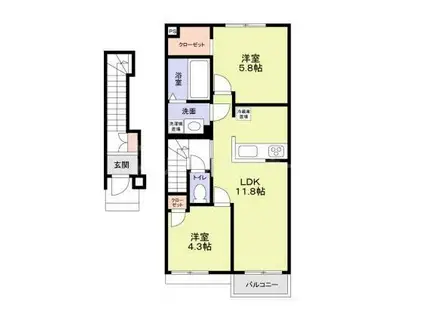 AIBA BEL(2LDK/2階)の間取り写真