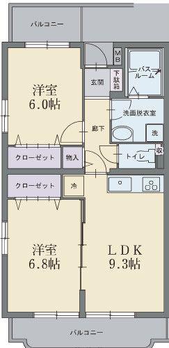 ラフィーネ壱番館(2LDK/4階)の間取り写真