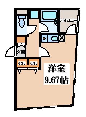 オーク花園(ワンルーム/2階)の間取り写真