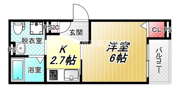 CRASTINE大蓮北4丁目B(1K/1階)の間取り写真
