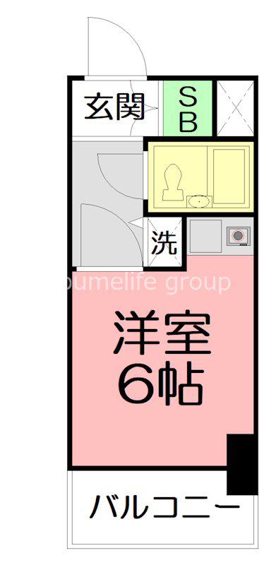 ライオンズマンション平塚駅前(ワンルーム/2階)の間取り写真