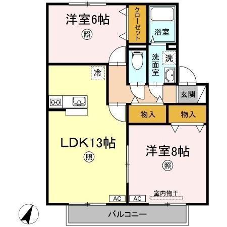 ボナールII(2LDK/2階)の間取り写真