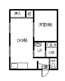 ヒロコーポ(1LDK/2階)の間取り写真
