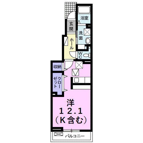 フリシュM(ワンルーム/1階)の間取り写真