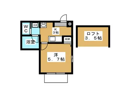 プリュジュール(1K/1階)の間取り写真