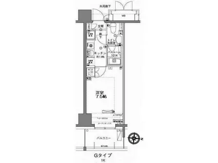 MFPRコート木場公園(1K/2階)の間取り写真