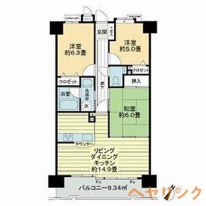 ライオンズマンション一社東(3LDK/2階)の間取り写真