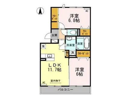 プランドール.I III(2LDK/2階)の間取り写真