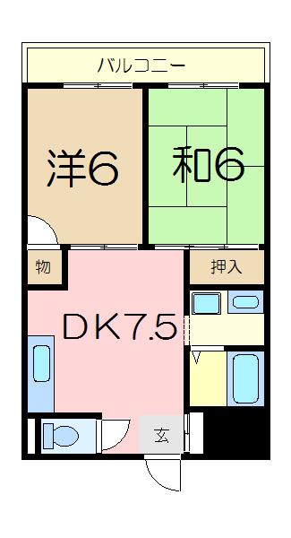 グリーンエース(2DK/4階)の間取り写真