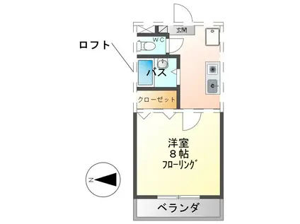 ハーベスト常入(1K/2階)の間取り写真