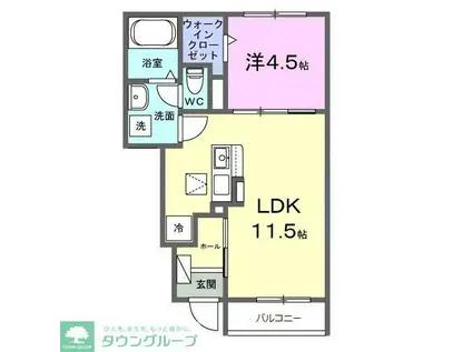 フロイエII(1LDK/1階)の間取り写真