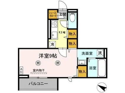 つくばエクスプレス つくば駅 徒歩37分 3階建 築1年(1K/3階)の間取り写真