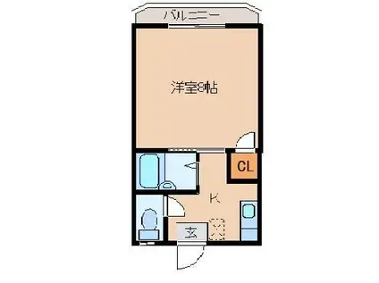 ガーデンヒル(1K/1階)の間取り写真