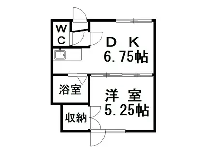 ノースキャピタルA(1DK/2階)の間取り写真