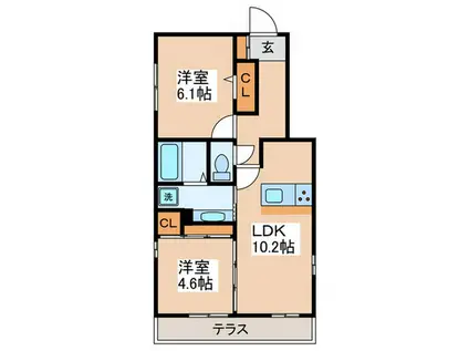 COLINA DO SUL(2LDK/1階)の間取り写真