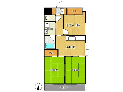 芳賀興産ビル(3DK/4階)の間取り写真