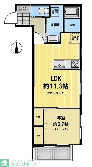 RIVERSIDE DEUX.M(1LDK/3階)の間取り写真
