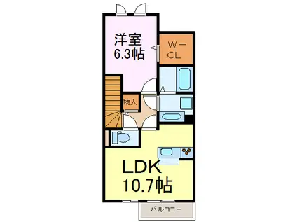 リドレーノア(1LDK/2階)の間取り写真