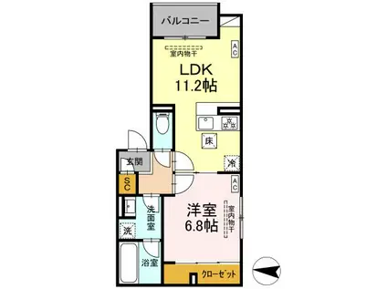 ボアブロンシュ深見(1LDK/2階)の間取り写真