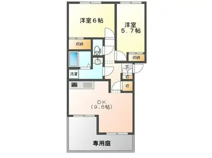 シティルミナスII(2DK/1階)の間取り写真