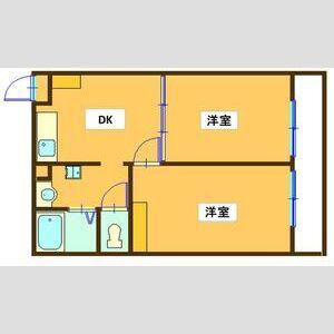 旭ヶ丘イースト(2DK/1階)の間取り写真