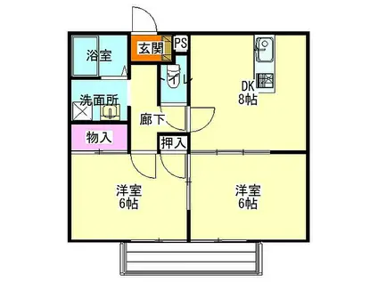 フリーランス大胡C(2LDK/2階)の間取り写真