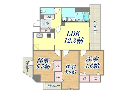 ローレル須磨シーサイドビュー(3LDK/10階)の間取り写真