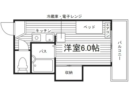 ハイツ若葉2(ワンルーム/2階)の間取り写真