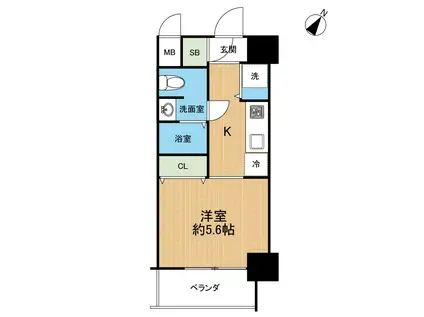 WAKASA OASIS(ワンルーム/5階)の間取り写真