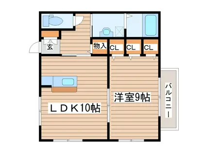 シャーメゾンコートC(1LDK/2階)の間取り写真