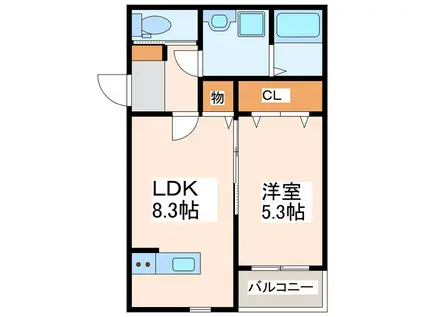 SUNMARK 京町本丁(1LDK/2階)の間取り写真