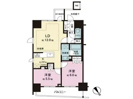 オープンレジデンシア四谷坂町(2LDK/8階)の間取り写真