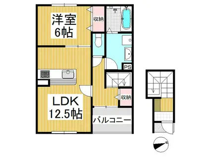 リナージュ秋和(1LDK/2階)の間取り写真