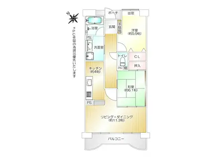 ノバハイツ三神峯(2LDK/3階)の間取り写真