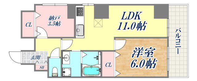 ライオンズマンション神戸元町第2(1SLDK/5階)の間取り写真
