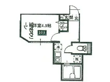 メルディア八王子北野町(1K/1階)の間取り写真