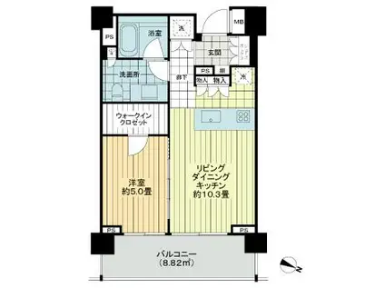 イクサージュ目黒(1LDK/3階)の間取り写真