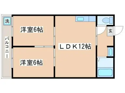 シャトー星が丘(2LDK/2階)の間取り写真