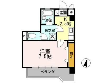 グランメゾン白瀧公園(1K/2階)の間取り写真