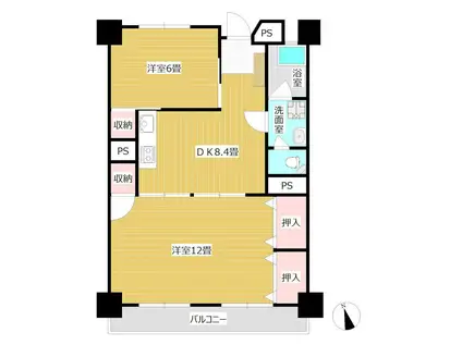 第二森光ビル(2DK/4階)の間取り写真