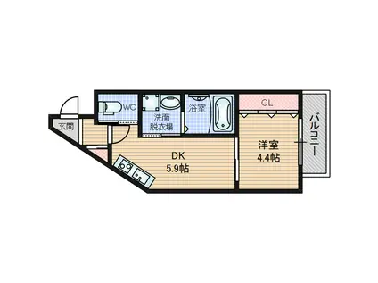 KORE・YIELD千里丘(1K/3階)の間取り写真