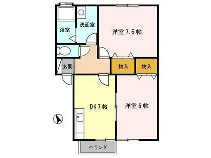 セジュール陽 AB(2DK/1階)の間取り写真