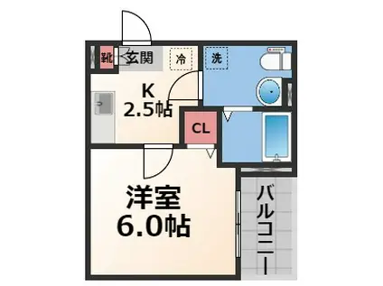 CRASTINE小路東A(1K/1階)の間取り写真