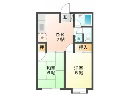 エルディム・タカヨシI(2DK/2階)の間取り写真