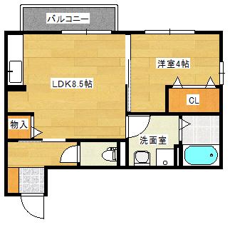 ウィットK(1LDK/2階)の間取り写真