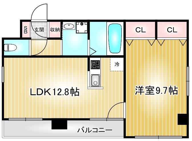 メゾンアンブリック(1LDK/4階)の間取り写真