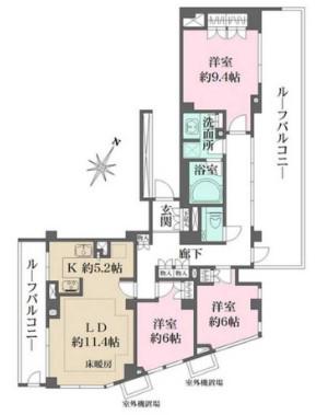 パークハウス中目黒(3LDK/5階)の間取り写真